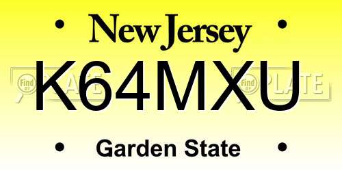K64MXU New Jersey License Plate
