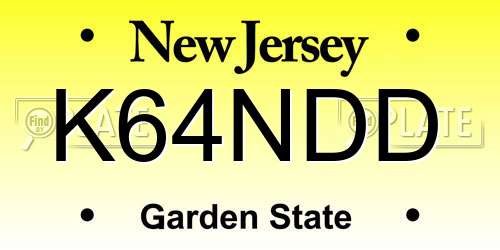 K64NDD New Jersey License Plate