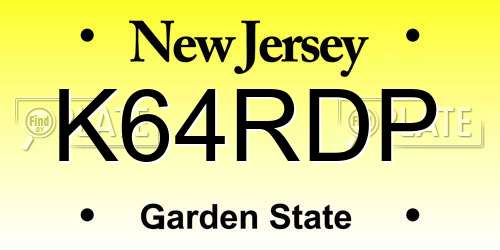 K64RDP New Jersey License Plate
