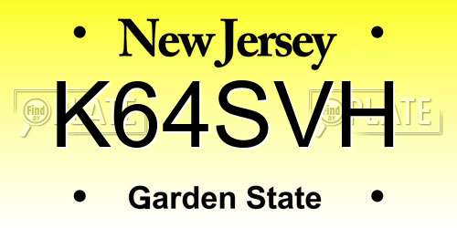 K64SVH New Jersey License Plate