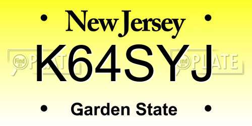 K64SYJ New Jersey License Plate