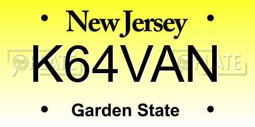 K64VAN New Jersey License Plate