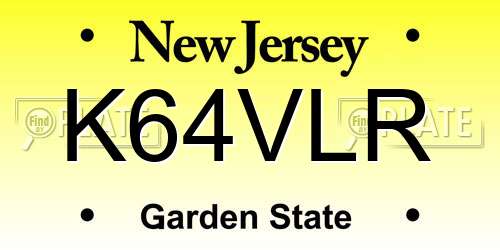 K64VLR New Jersey License Plate