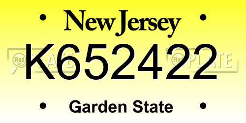 K652422 New Jersey License Plate