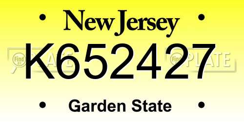 K652427 New Jersey License Plate