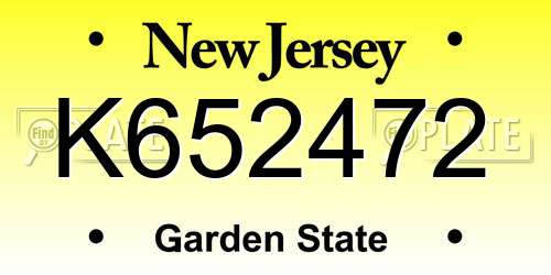 K652472 New Jersey License Plate
