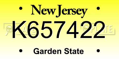 K657422 New Jersey License Plate