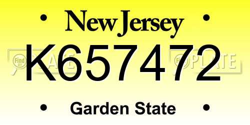K657472 New Jersey License Plate