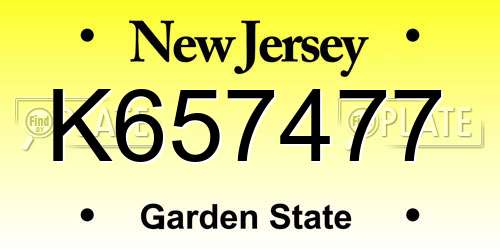 K657477 New Jersey License Plate