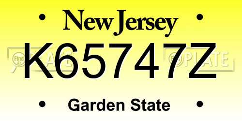 K65747Z New Jersey License Plate