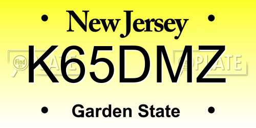 K65DMZ New Jersey License Plate