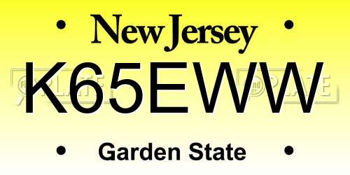 K65EWW New Jersey License Plate