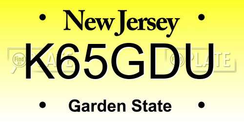 K65GDU New Jersey License Plate