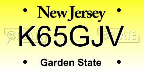 K65GJV New Jersey License Plate