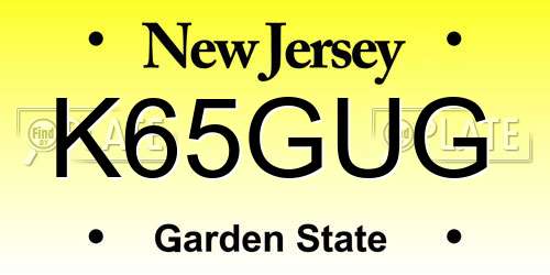 K65GUG New Jersey License Plate