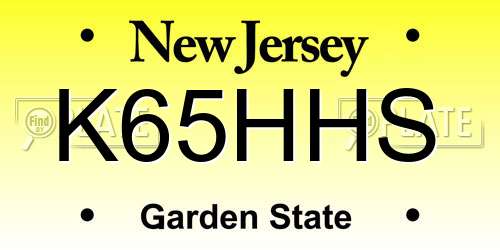 K65HHS New Jersey License Plate