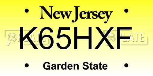 K65HXF New Jersey License Plate
