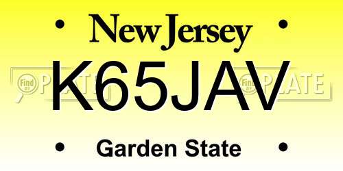 K65JAV New Jersey License Plate
