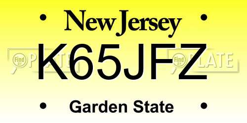 K65JFZ New Jersey License Plate