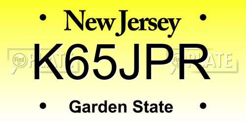 K65JPR New Jersey License Plate