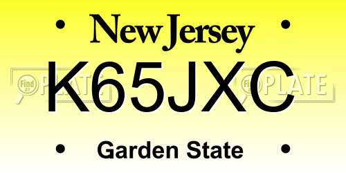 K65JXC New Jersey License Plate