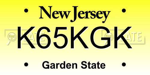 K65KGK New Jersey License Plate