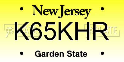 K65KHR New Jersey License Plate