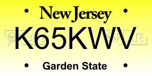 K65KWV New Jersey License Plate