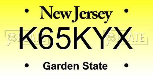 K65KYX New Jersey License Plate