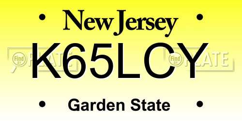 K65LCY New Jersey License Plate