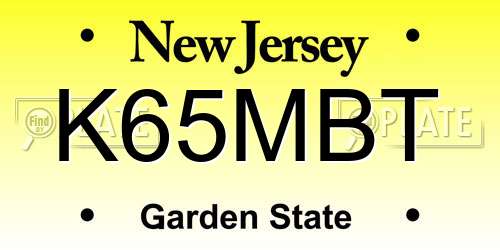 K65MBT New Jersey License Plate