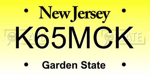 K65MCK New Jersey License Plate