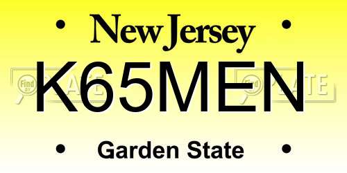 K65MEN New Jersey License Plate