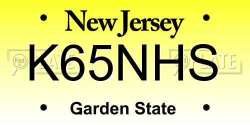 K65NHS New Jersey License Plate