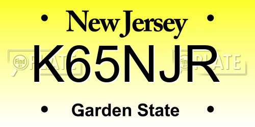 K65NJR New Jersey License Plate