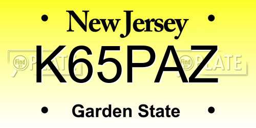 K65PAZ New Jersey License Plate