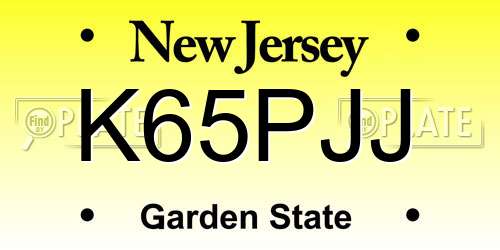 K65PJJ New Jersey License Plate