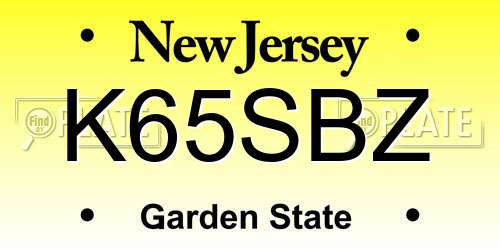 K65SBZ New Jersey License Plate