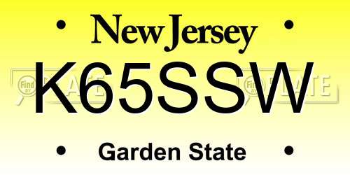 K65SSW New Jersey License Plate