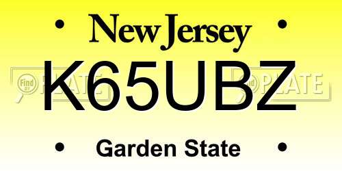 K65UBZ New Jersey License Plate