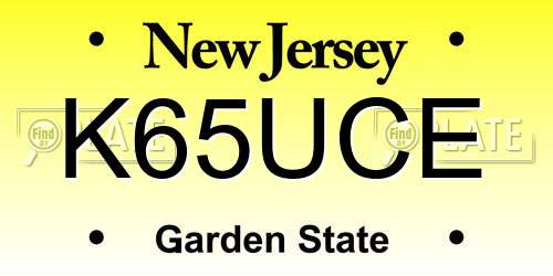 K65UCE New Jersey License Plate