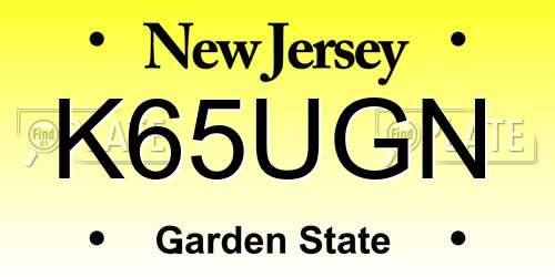 K65UGN New Jersey License Plate