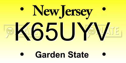 K65UYV New Jersey License Plate