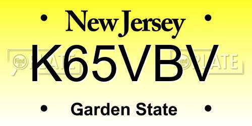 K65VBV New Jersey License Plate