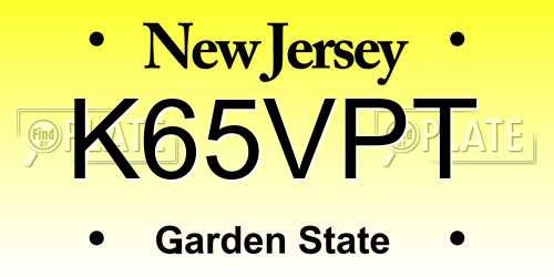 K65VPT New Jersey License Plate