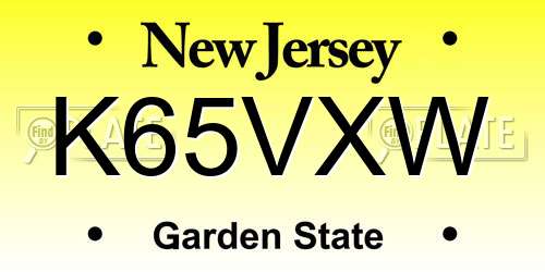 K65VXW New Jersey License Plate