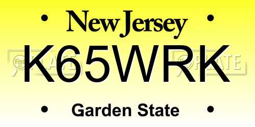 K65WRK New Jersey License Plate