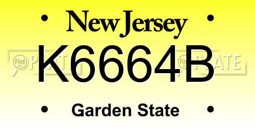K6664B New Jersey License Plate
