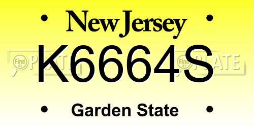 K6664S New Jersey License Plate