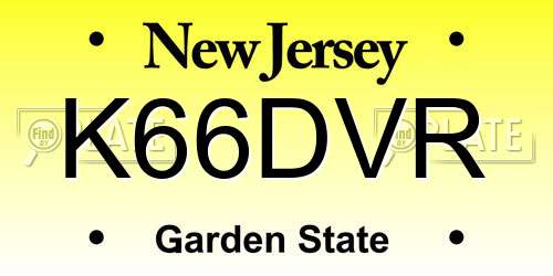 K66DVR New Jersey License Plate